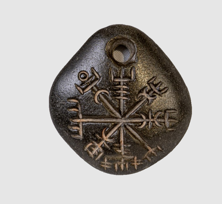 Ancient Viking Carved Engraved Gemstone Medallion Pendant Norse Nordic Amulet