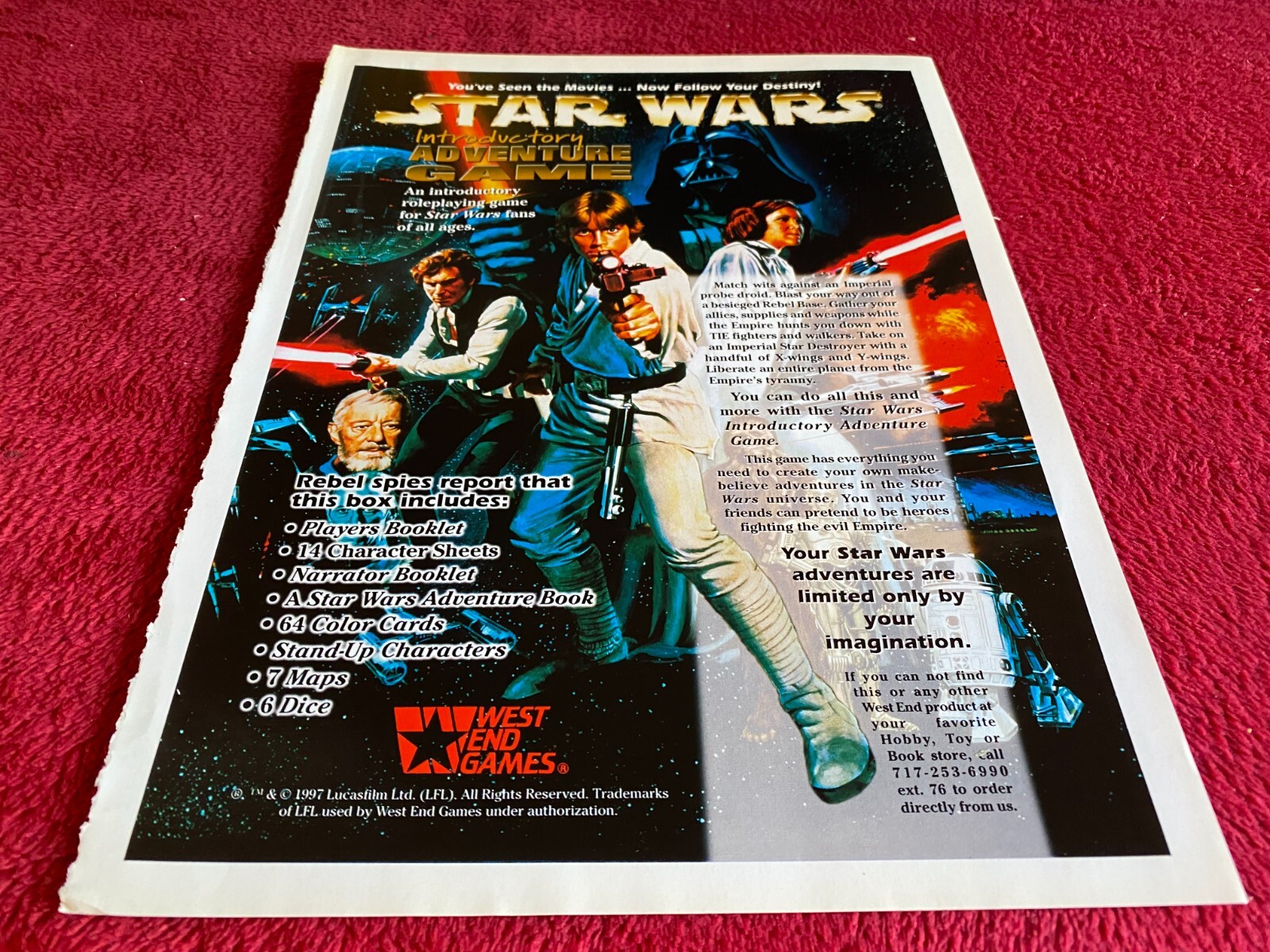 PAD65 GAME ADVERT 12X9 STAR WARS INTRODUCTORY ADVENTURE GAME
