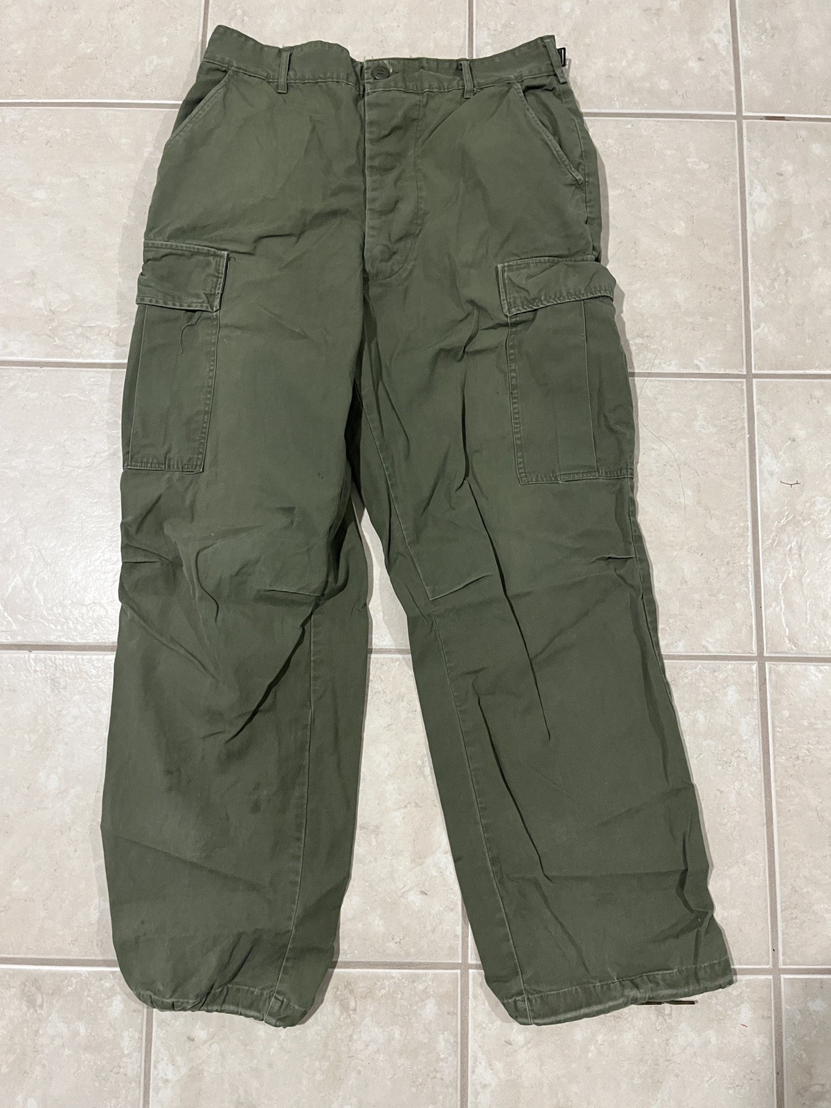 1966 Poplin Trousers Tropical Combat US ARMY USMC Medium OG 107 Button Fly DSA
