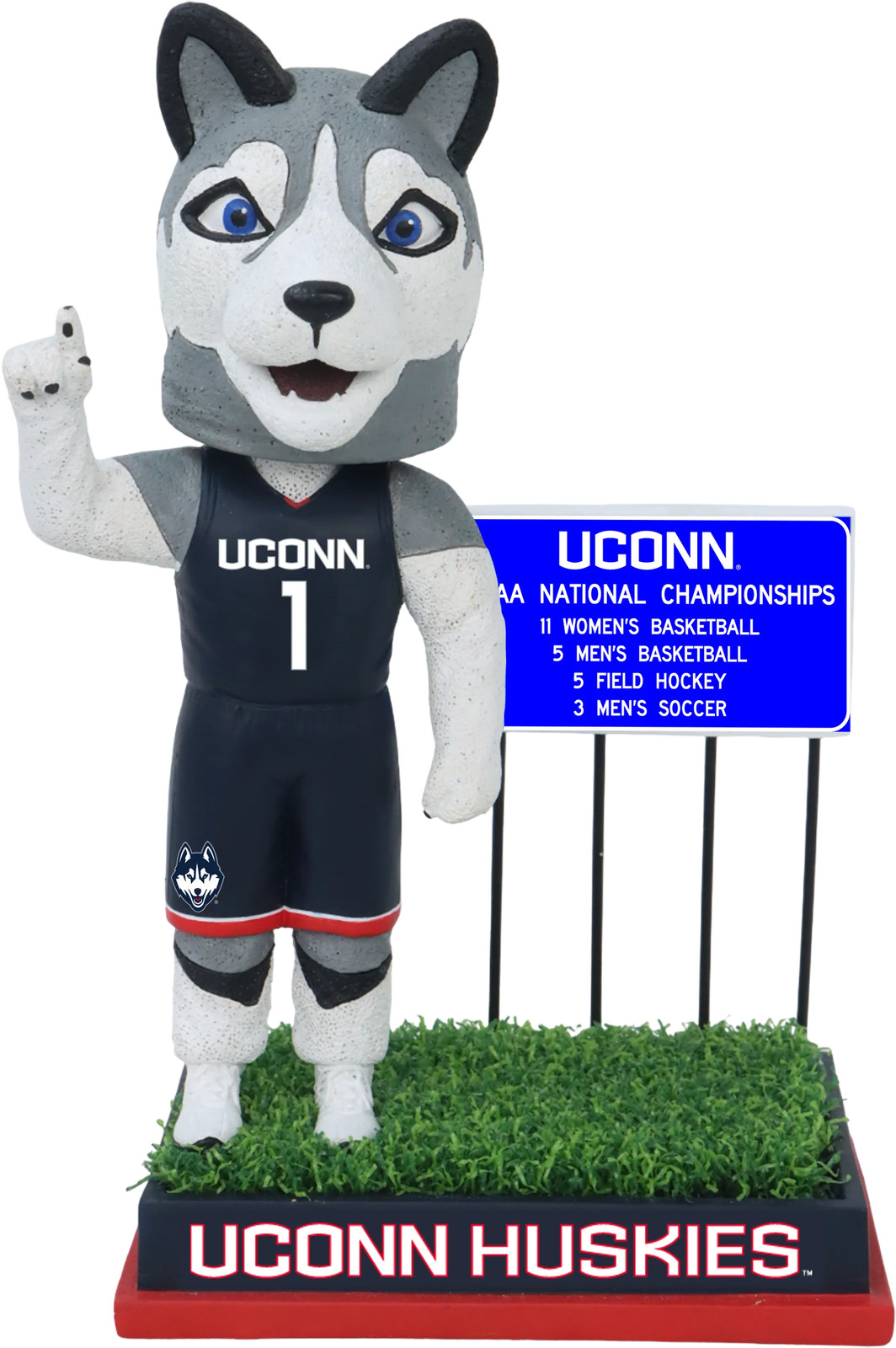 Jonathan The Husky UConn Huskies National Champions Highway Sign Bobblehead NCAA