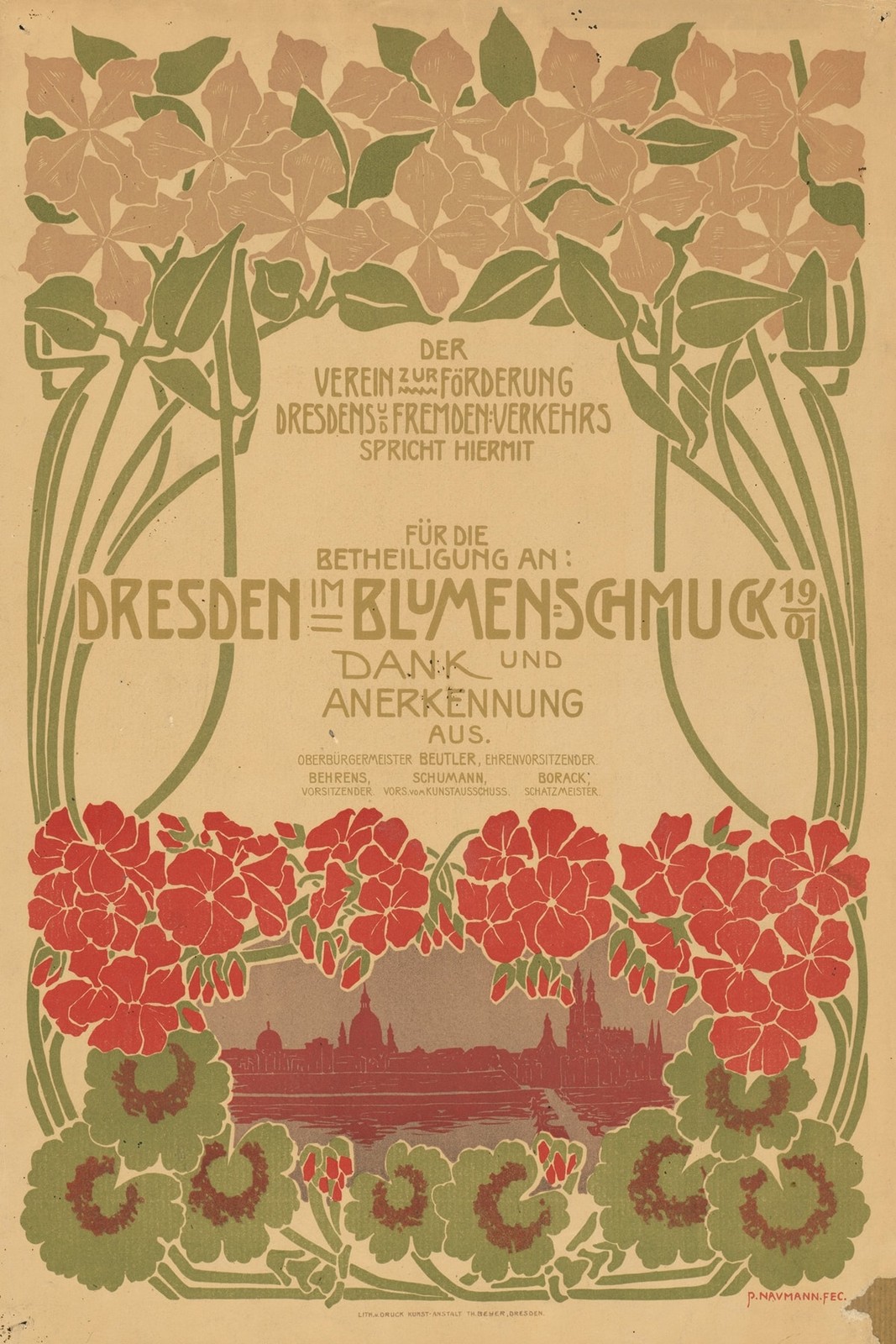 🌺 Dresden in Blumenschmuck (1901) Retro Poster - 24x36” - RARE REPRODUCTION💯