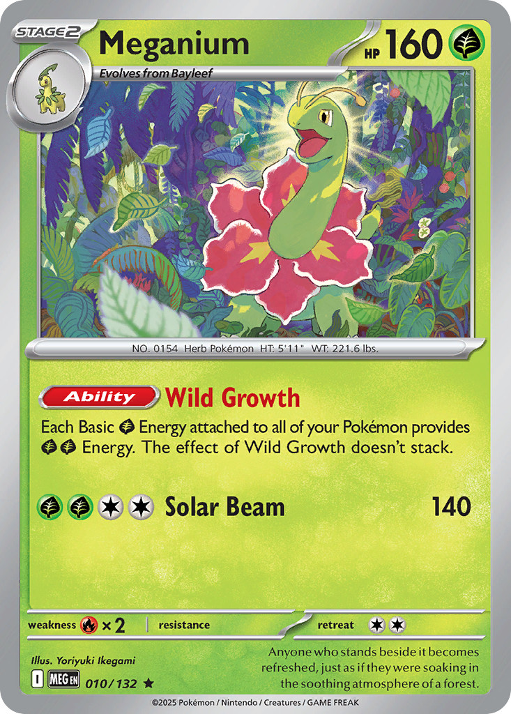 MEGANIUM R REVERSE HOLO 010/132 MEGA EVOLUTION POKEMON NM/M