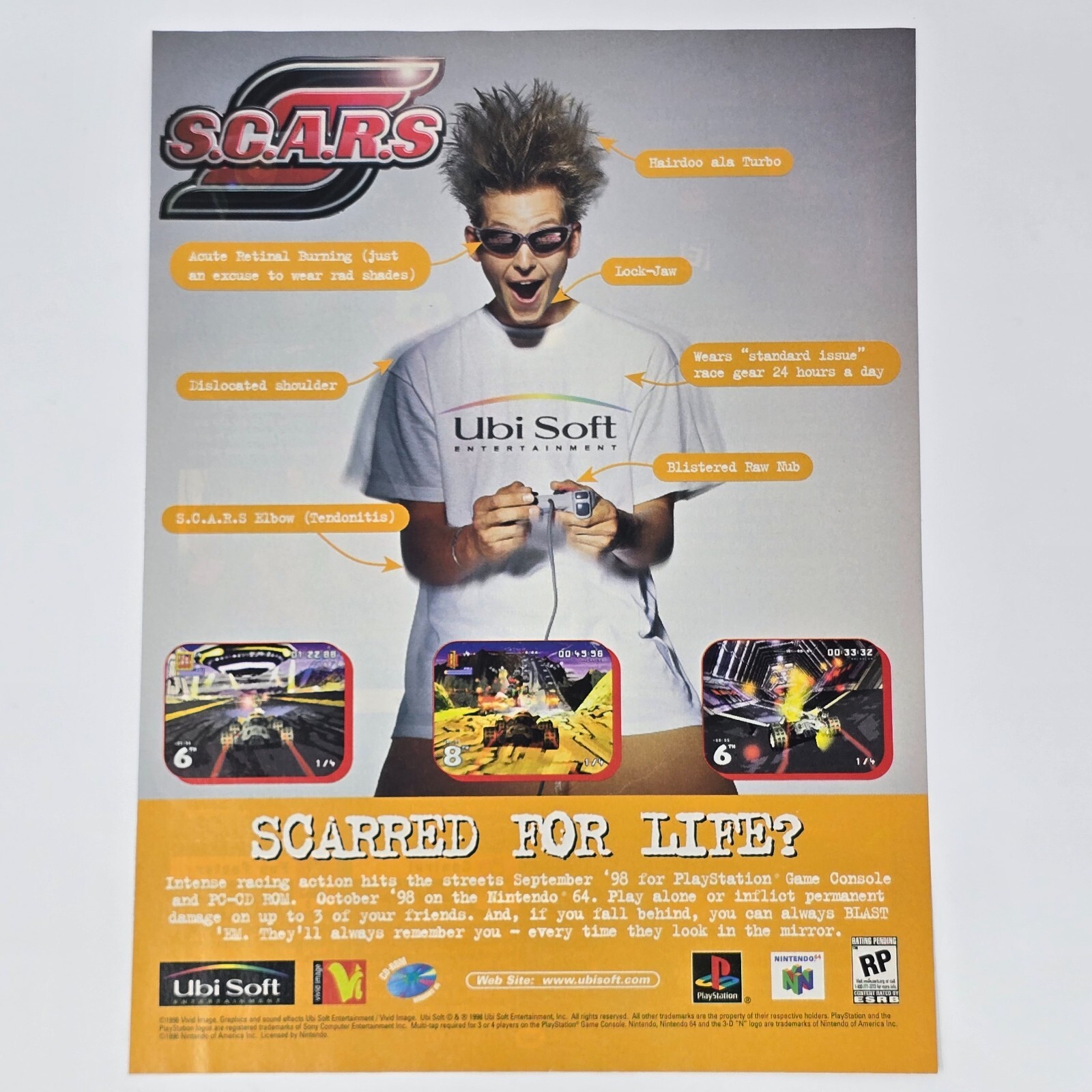 S.C.A.R.S. Scars PS1 N64 PC Scarred Print Ad/Poster Official Promo Art