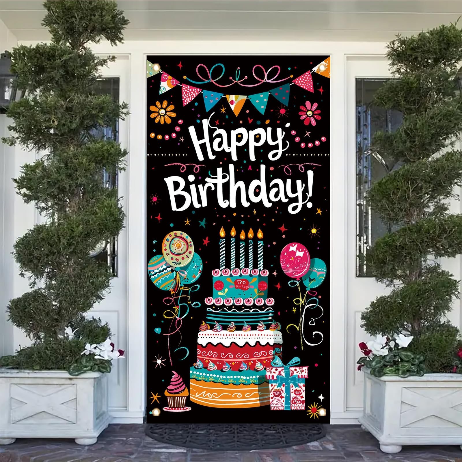 Happy Birthday Door Decorations Banner 71x35 Inch Cover Sign For Women Adult ...