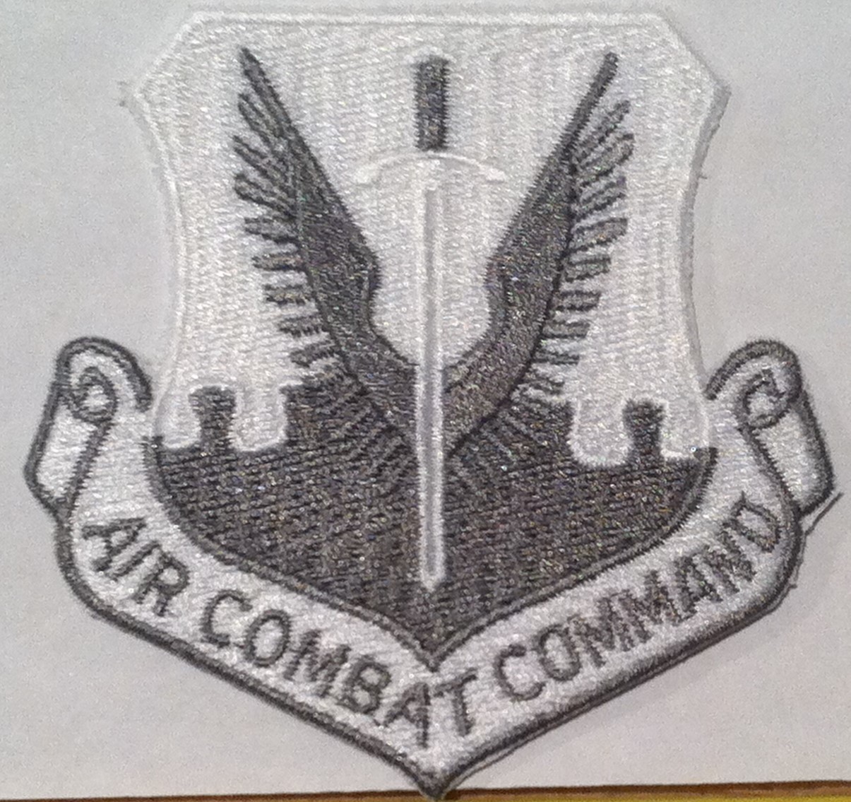 U.S. Air Force Combat Command Patch With VELCRO® Brand Fastener White & Gray 