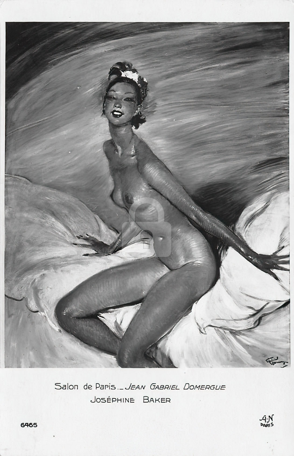 Josephine Baker Entertainer Jean Gabriel Domergue, 6465 RPPC Postcard Copy