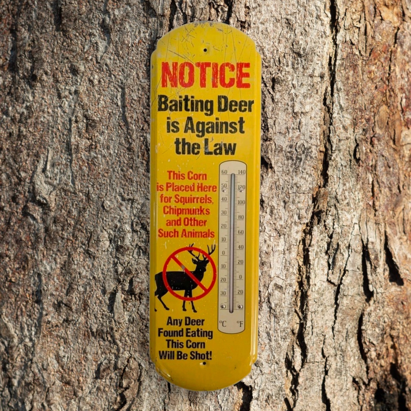 Baiting Deer Is Against The Law Metal Thermometer 18