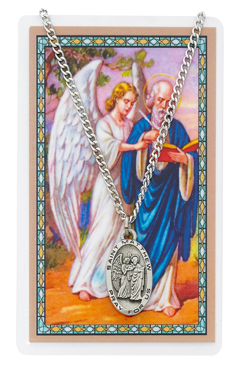 St. Matthew Necklace with a Laminated Prayer Card