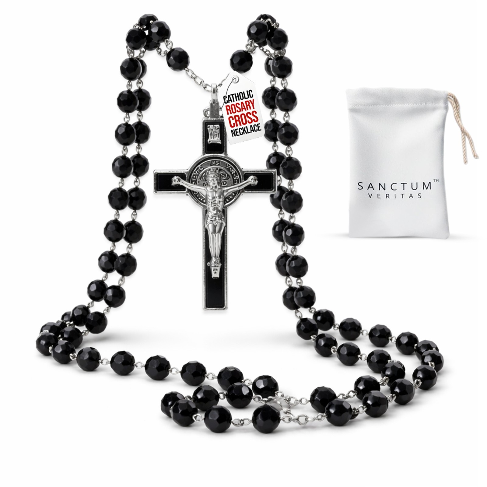 SANCTUM VERITAS Catholic Rosary Necklace | Large Bead Italian Rosary, Christian