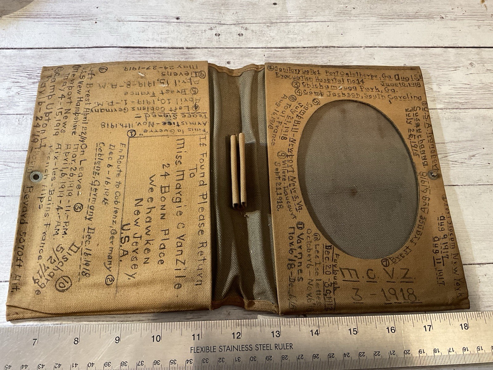 ID’D WWI AEF POCKET CASE / JOURNAL EVACUATION HOSPITAL 14 LES ISLETTES ARGONNE