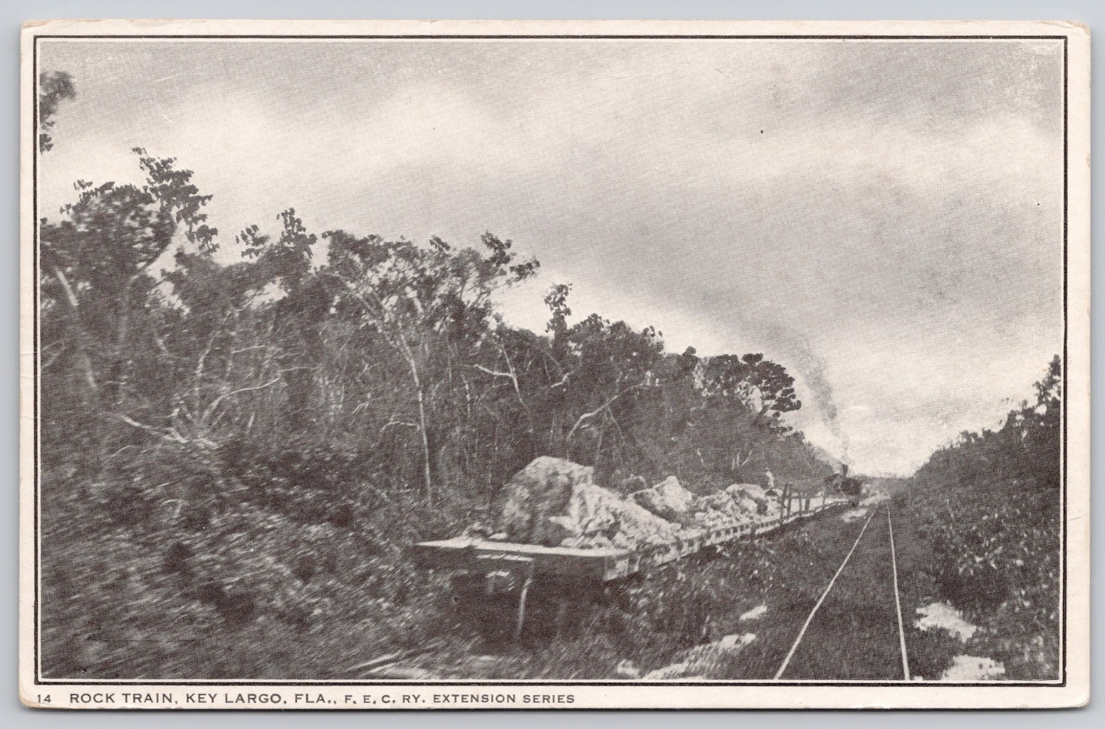 Key Largo Florida FL FEC RR Rock Train Overseas Railway Postcard c1907