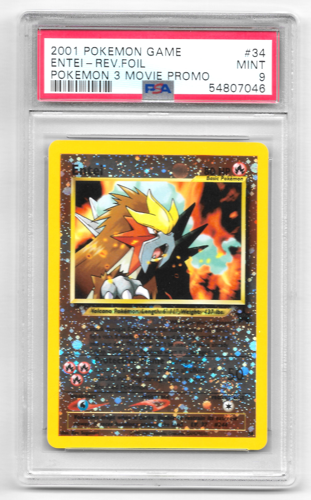 2001 Pokemon 3 Movie Promo Entei Reverse Foil #34 PSA 9