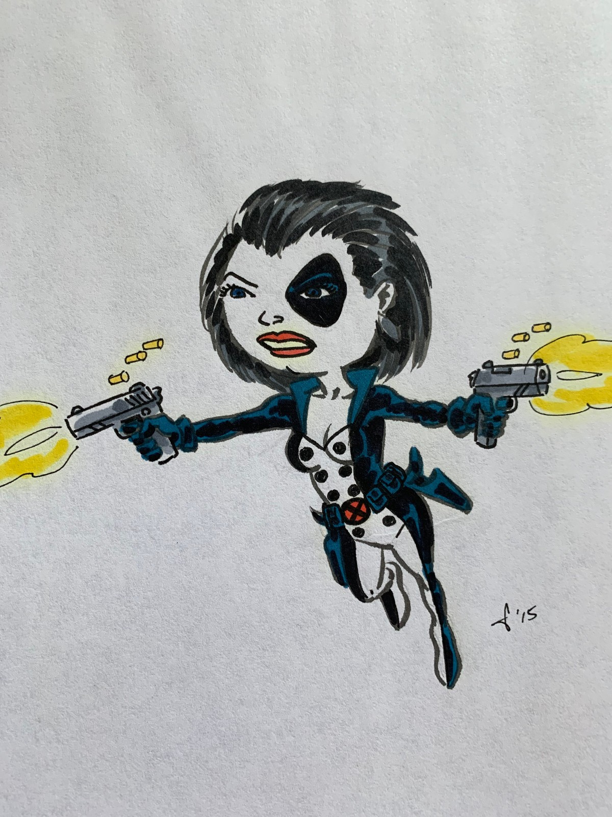 DOMINO - 2015 - ink & color marker/pencil - Marvel MCU Mutant X-Force Deadpool 2