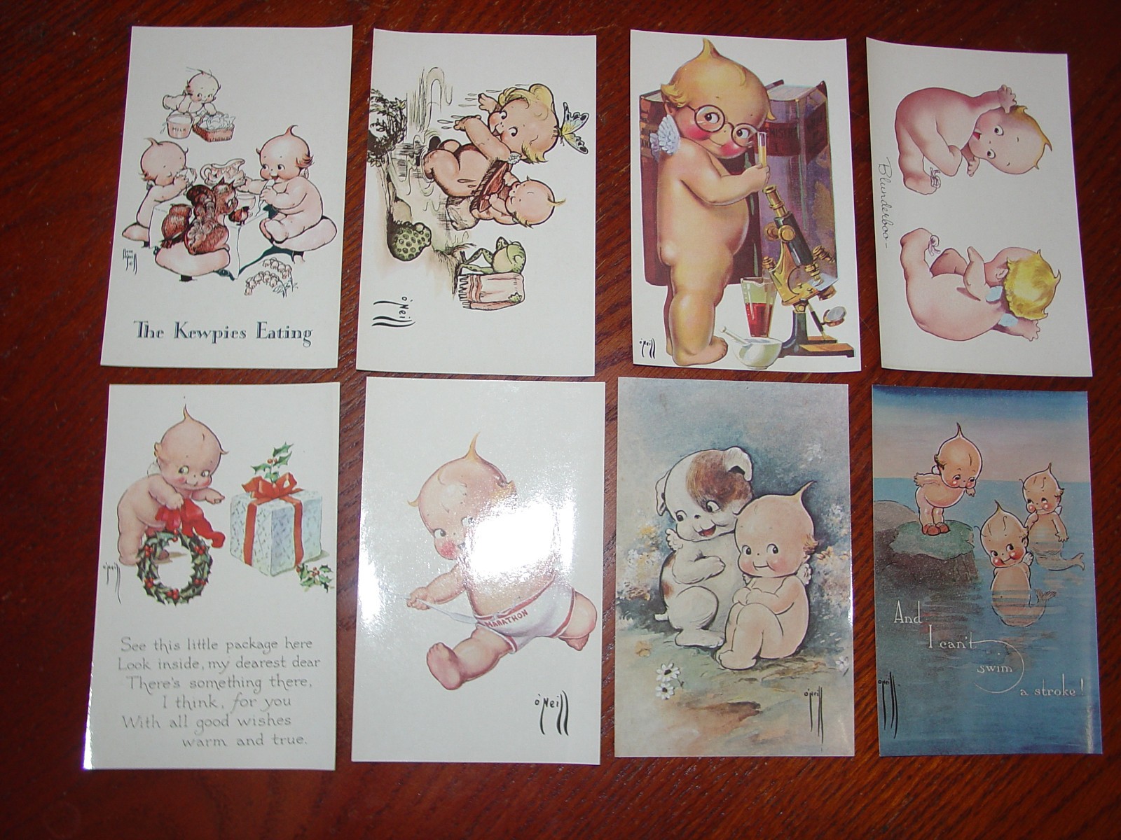 KEWPIE POSTCARDS by O'NEILL 1970's x 8 - LOT