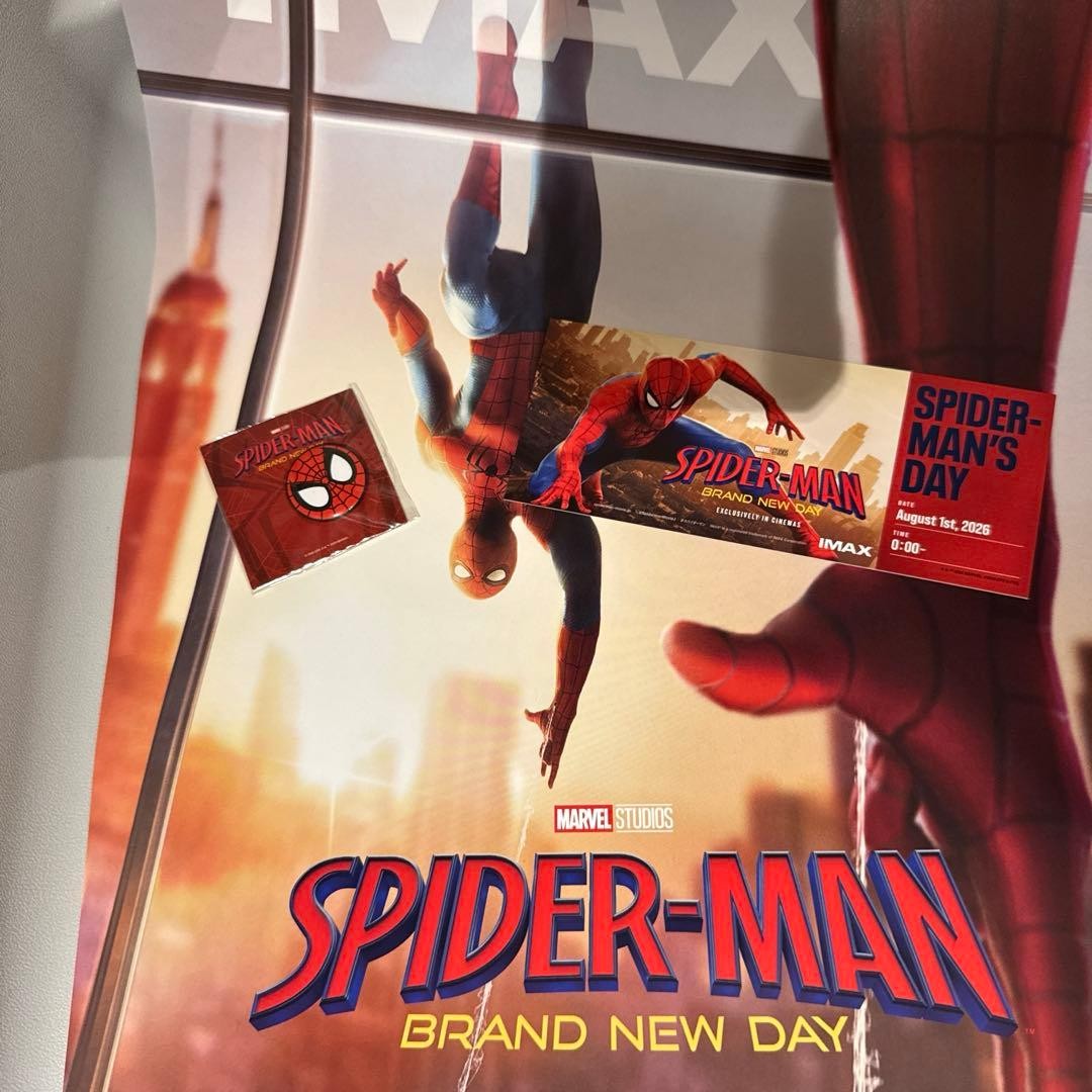 Spider-Man Admission Limited Bonus Pin Badge Memorial Card Poster