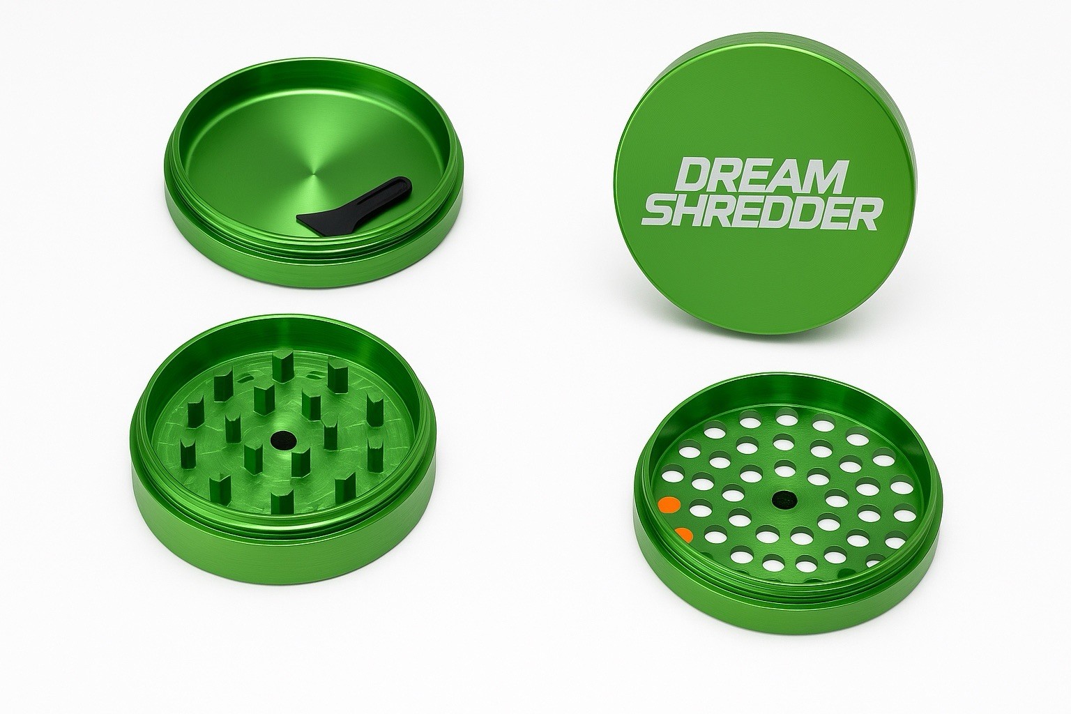 Extra Large Grinder 4 inch XL Herb & Spice, Tobacco DreamCrusher 4 piece (Green)