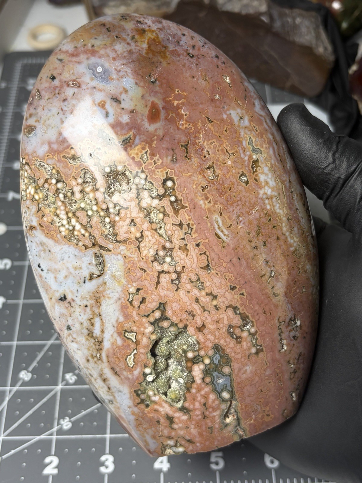 Stunning Ocean Jasper Free Form Colorful Pink Orbs Druzy 2.9lbs