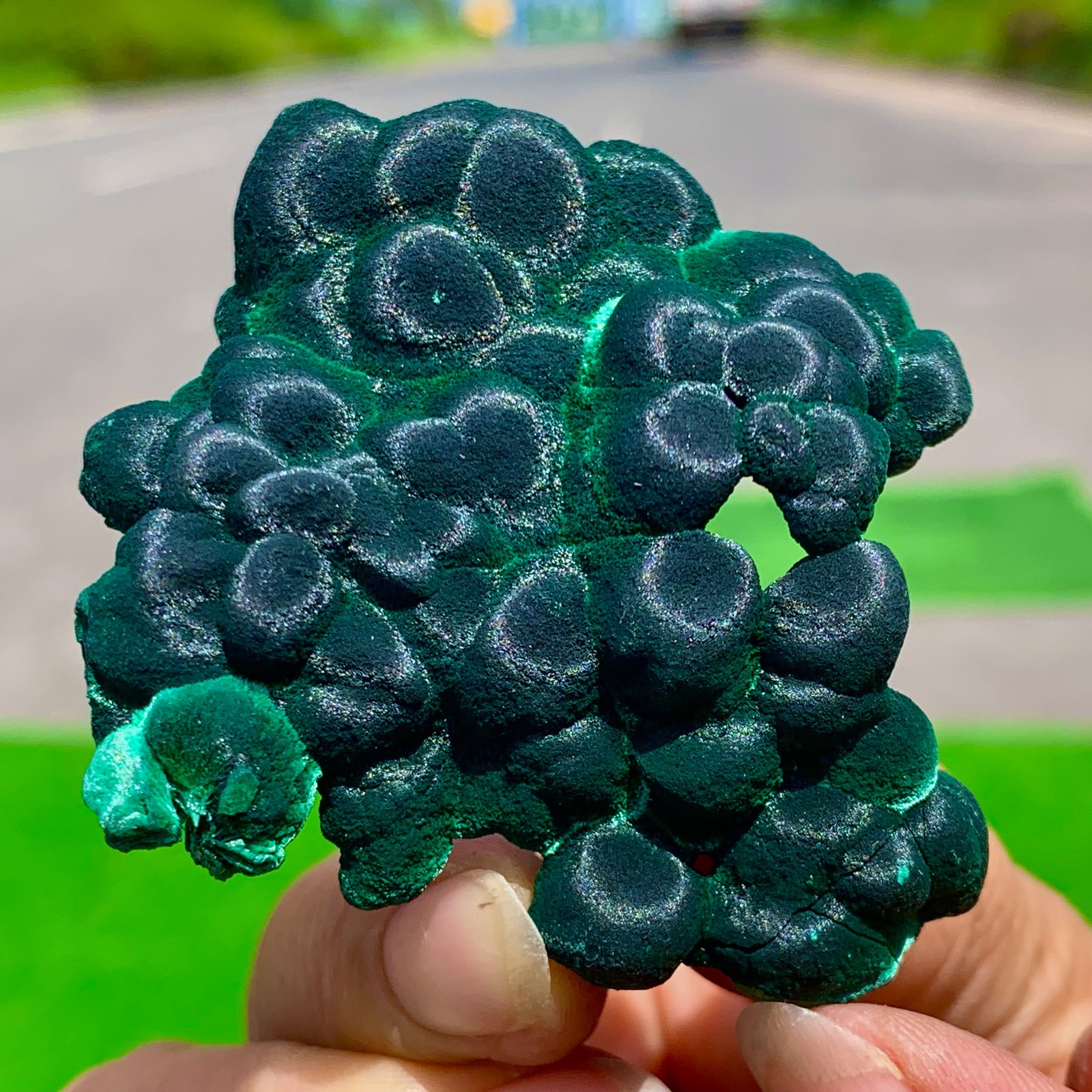 52G Natural glossy malachite cat eye transparent cluster rough mineral Sample