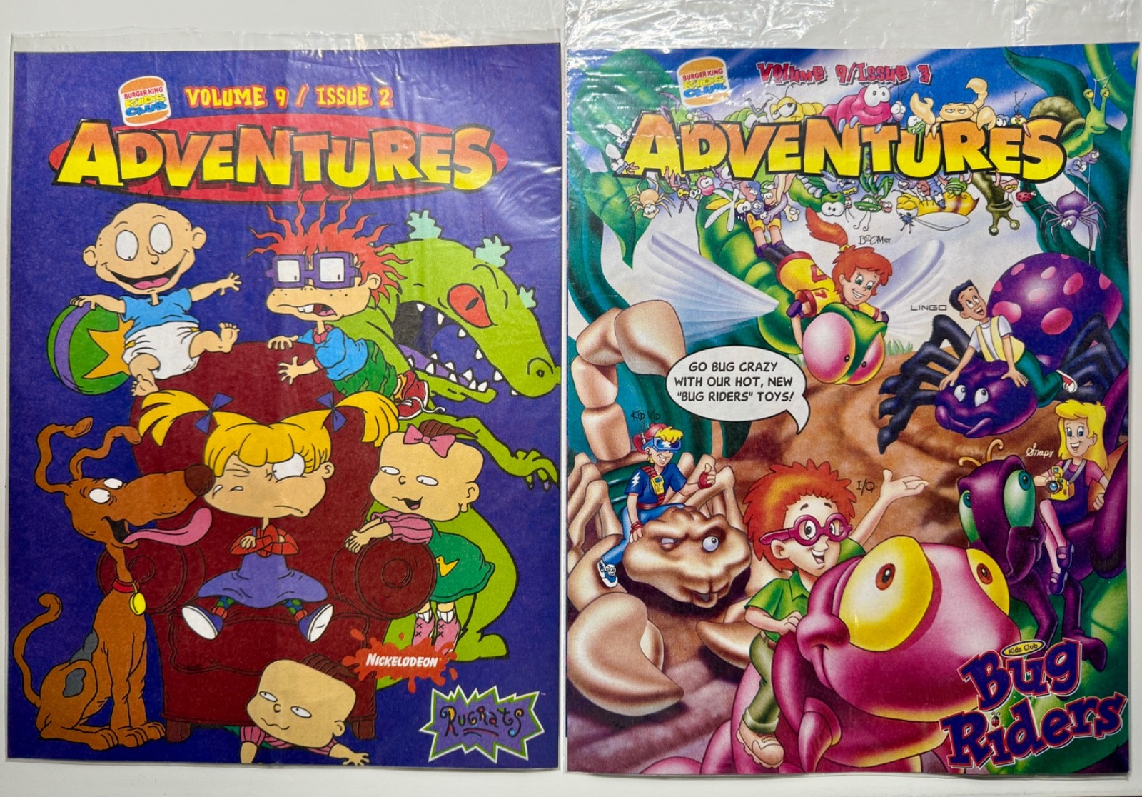 Vintage 90s Burger King Kids Club Adventures Rugrats Bug Riders Vol 9 #2,3