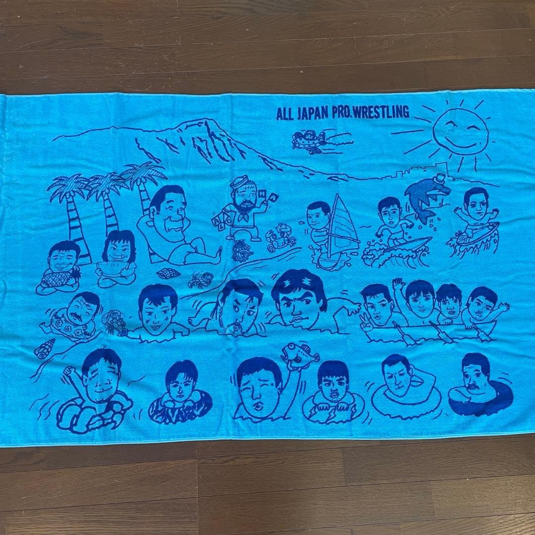 All Japan Pro Wrestling Legend Towel, Showa Era, Blue, 82x141cm, Unused