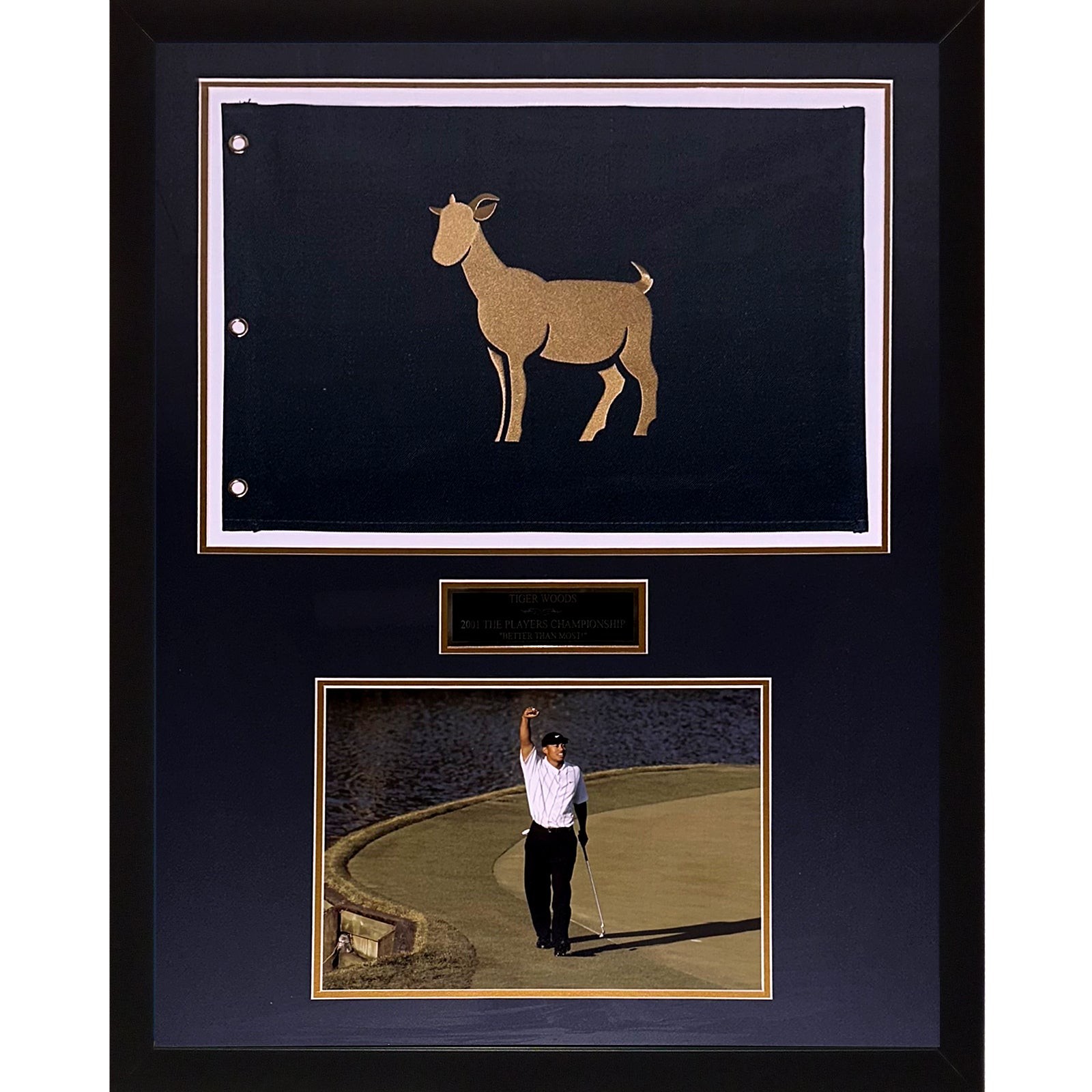Tiger Woods TPC The Players Championship GOAT Flag Deluxe Framed with 11x14 Phot