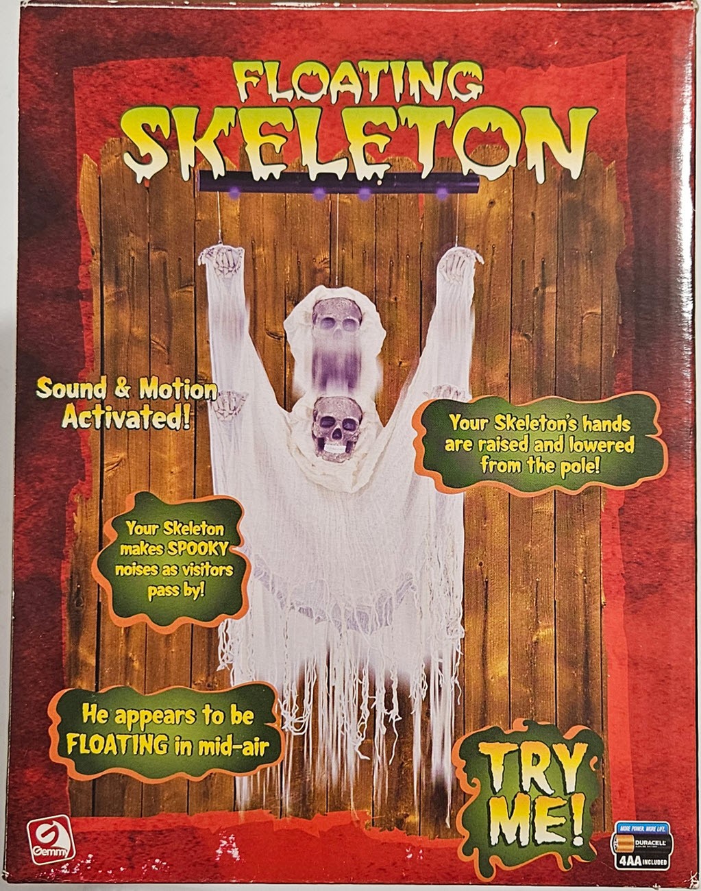 Gemmy 2005 Floating Ghost Skeleton Halloween Prop Rare HTF