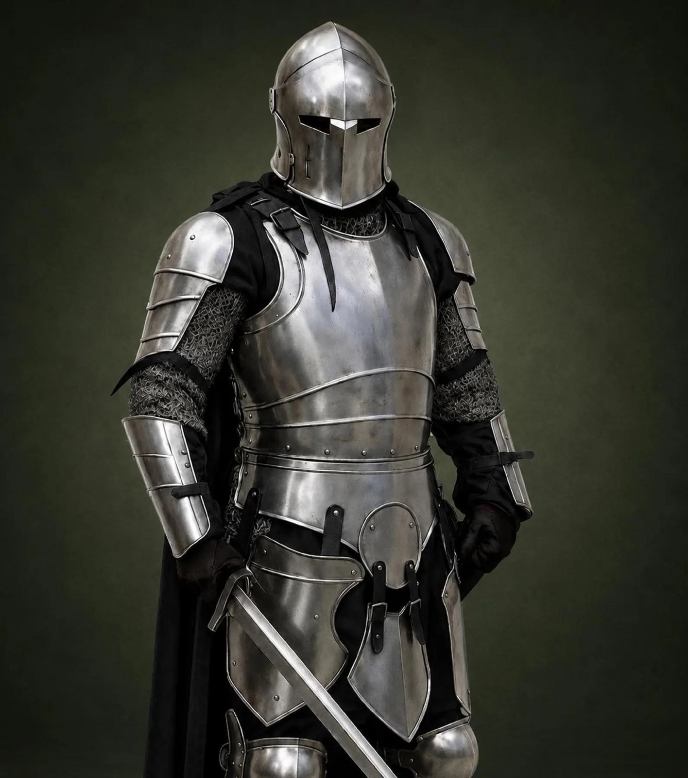 Handmade Wearable Barbuta Knight Armor Suit – Medieval Full Steel Costume