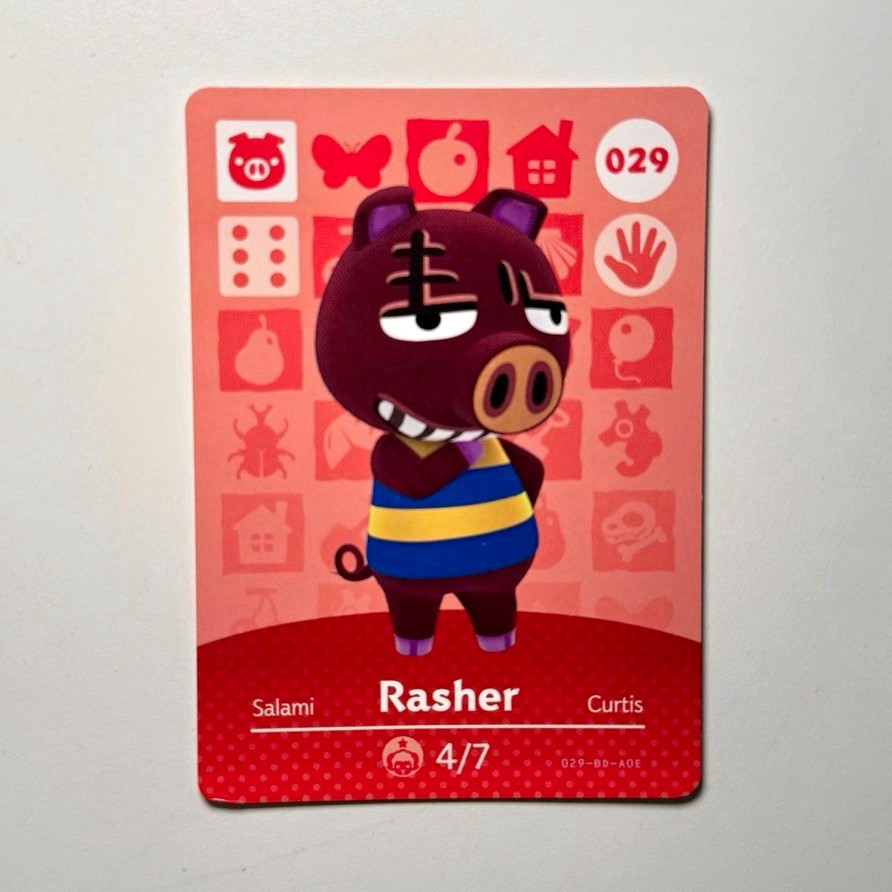 Nintendo Animal Crossing Amiibo Trading Card Rasher #029