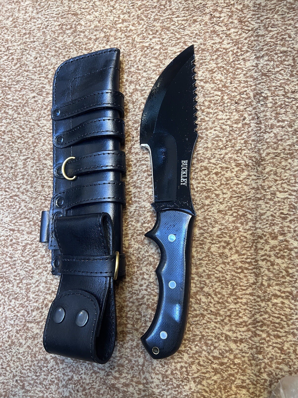 HSK forest Tracker Knife Black Linen Micarta Handle Sheath 62 HRC D2 Tool Steel