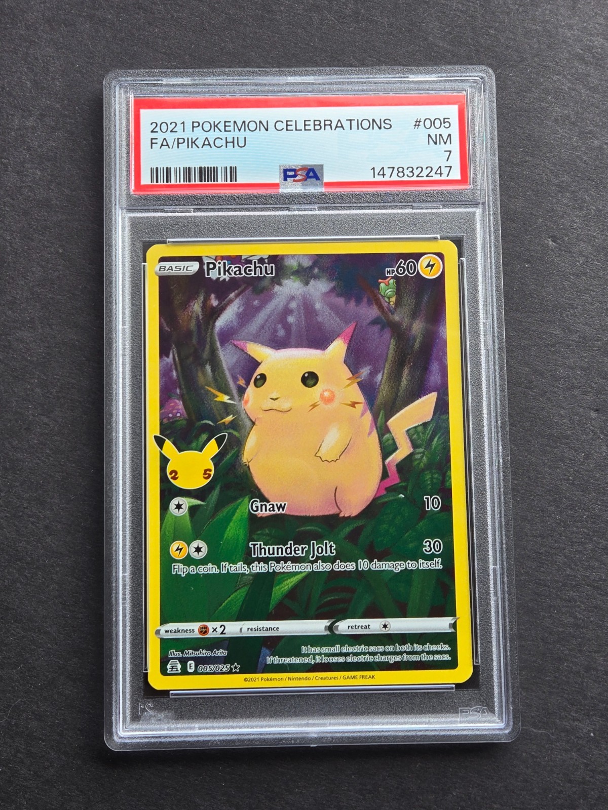 PSA 7 PIKACHU 005/025 - 2021 CELEBRATIONS 25TH ANNIVERSARY HOLO - NEAR MINT