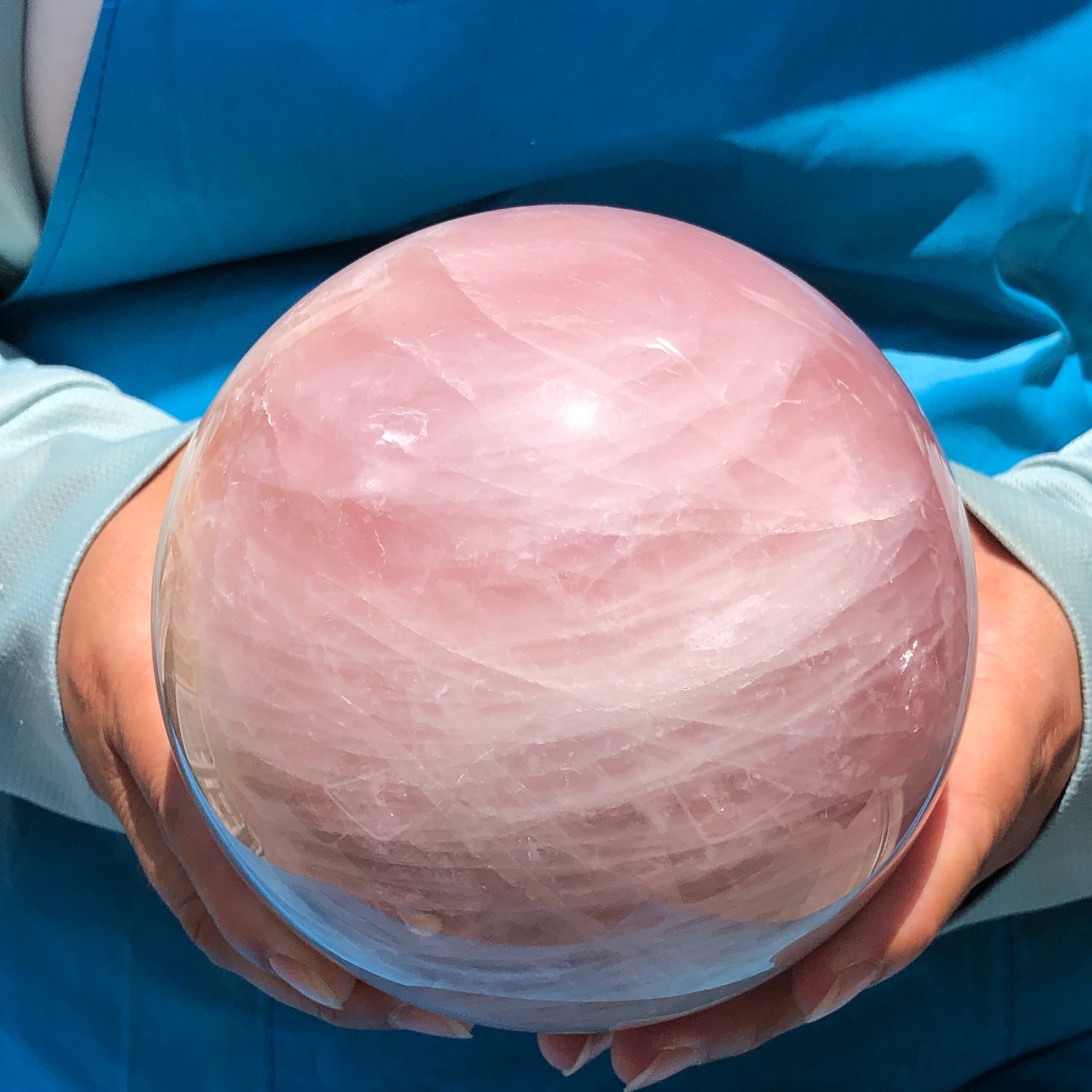 6.9LB Natural Pink Rose Quartz Crystal Sphere Ball Healing Reiki 1118