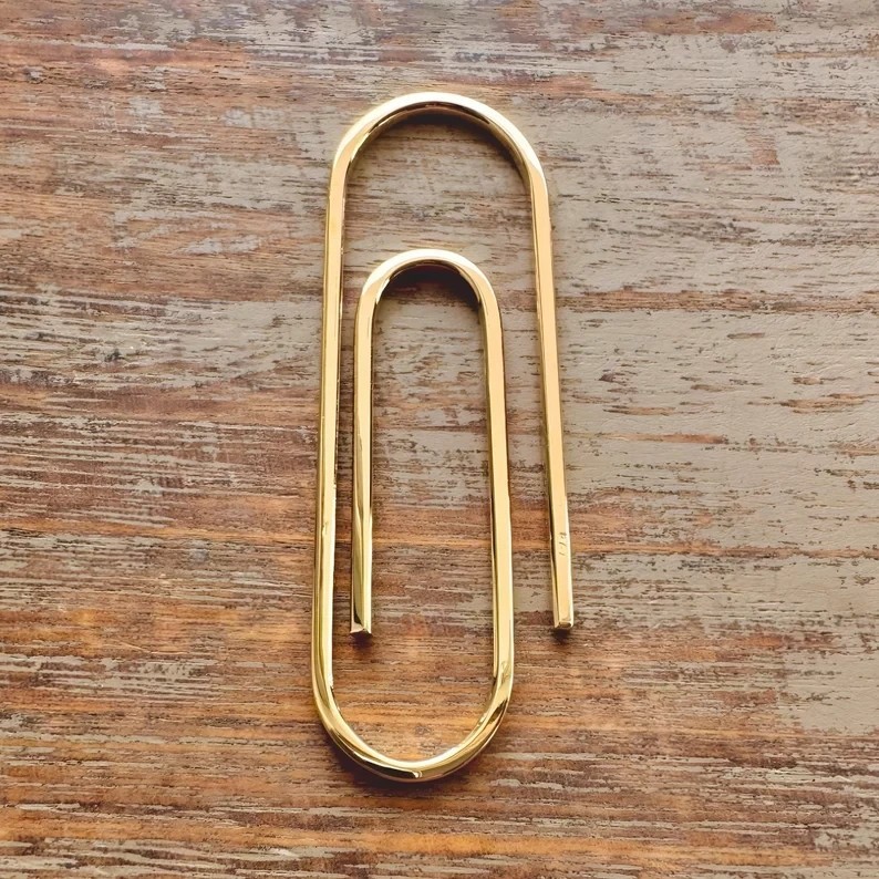 Paperclip Hand Made 18K Yellow Gold Over Money Clip -2.5 Inches; Width: 1 Inches
