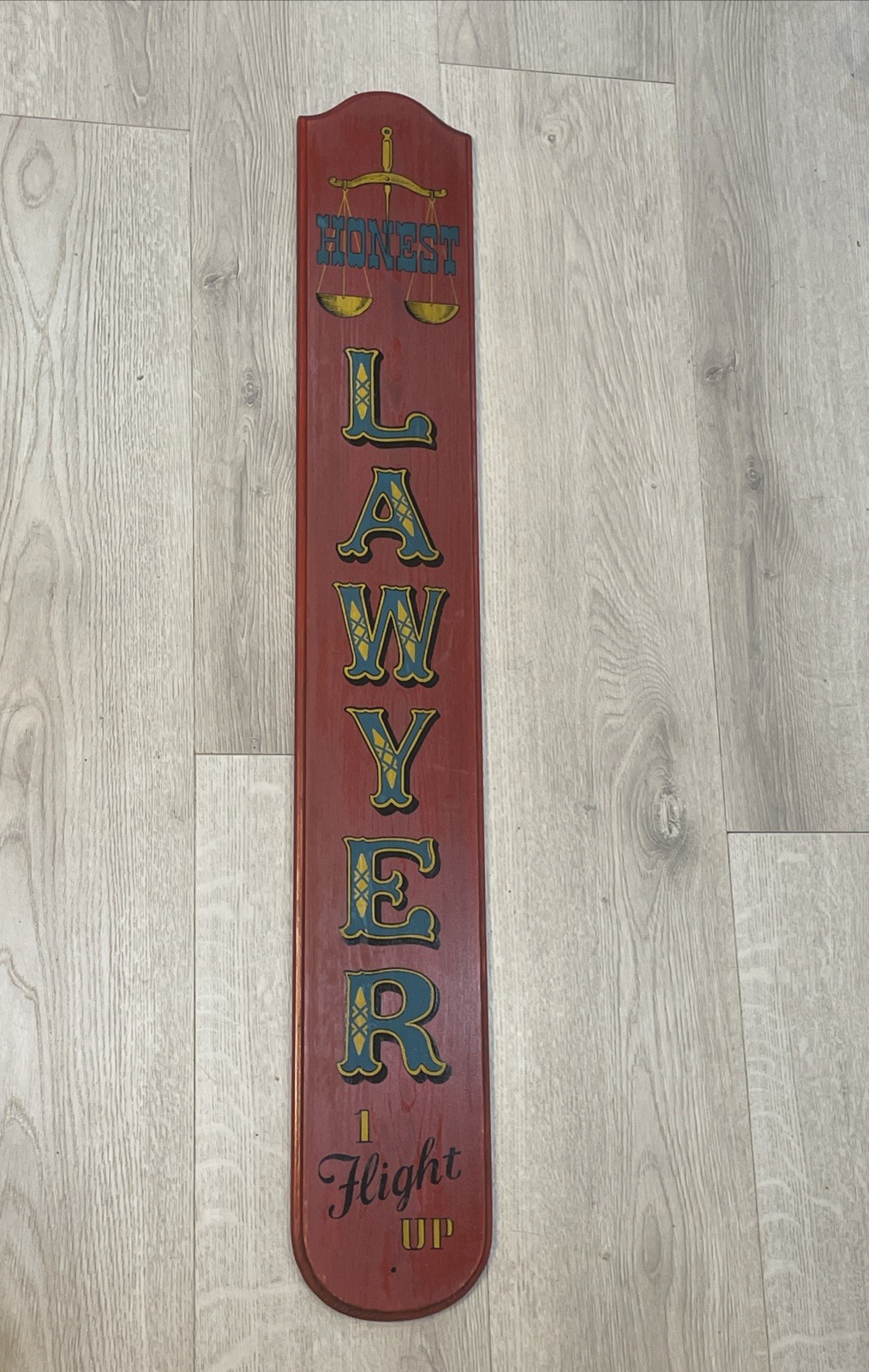 Vintage Yorkraft Wood Sign Honest Lawyer Law Office Decor Mid Century Bar 35\