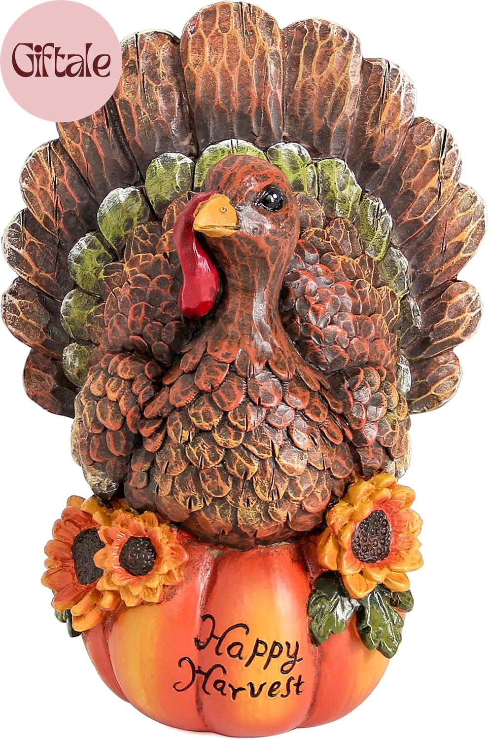 Thanksgiving Turkey Figurine Fall Harvest Pumpkin Resin Table Decor