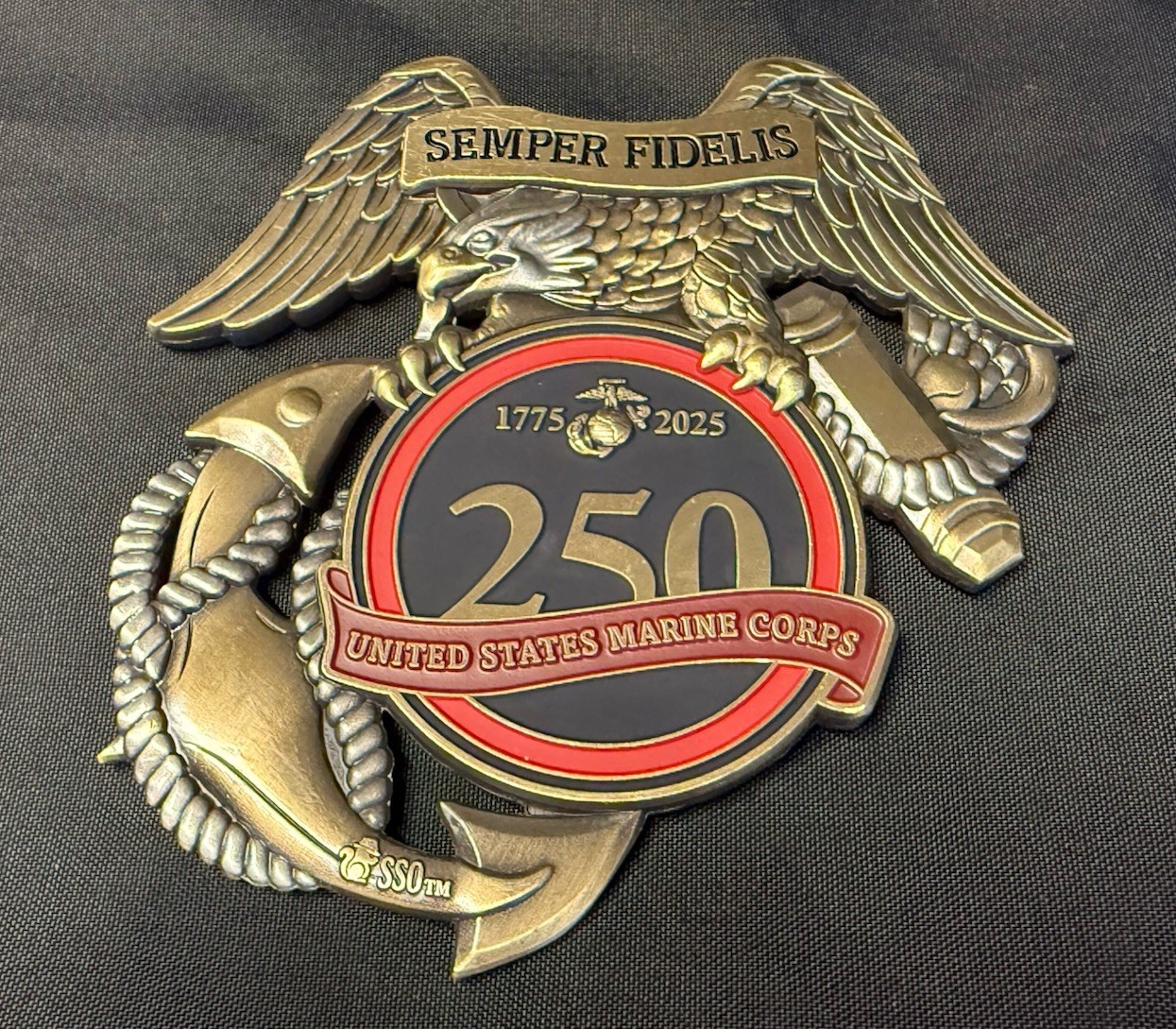 MARINE 250 ANNIVERSARY DEVIL DOGS THE FEW THE PROUD ANTIQUE GOLD