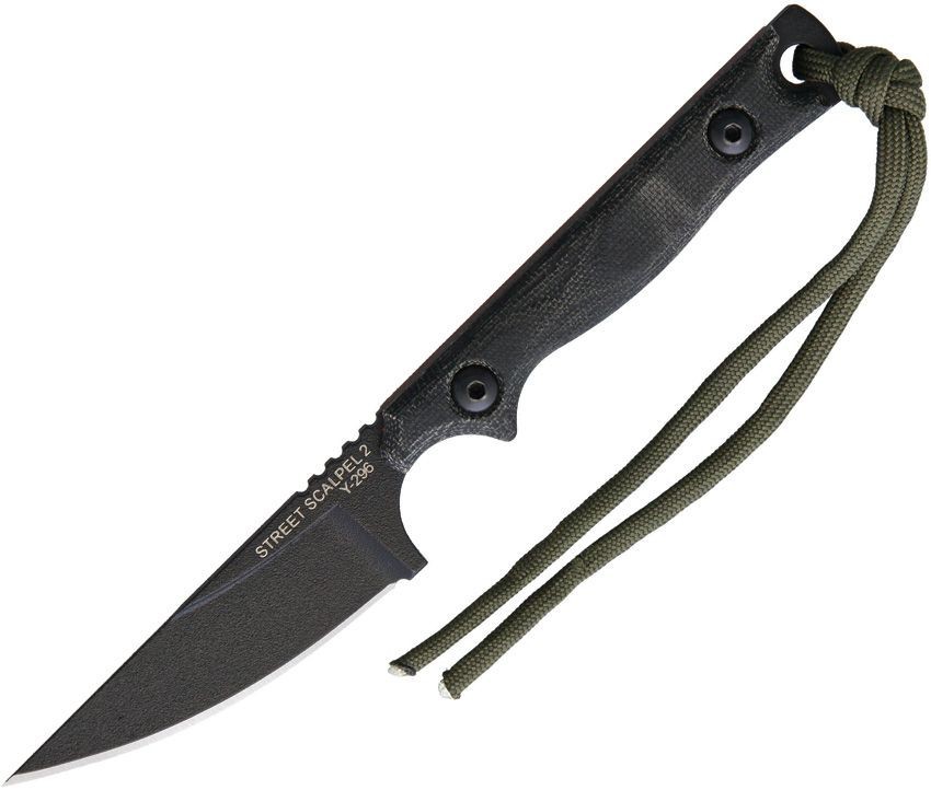 TOPS Street Scalpel 2 Fixed Blade Knife Black Canvas Micarta Full Tang Espinoza