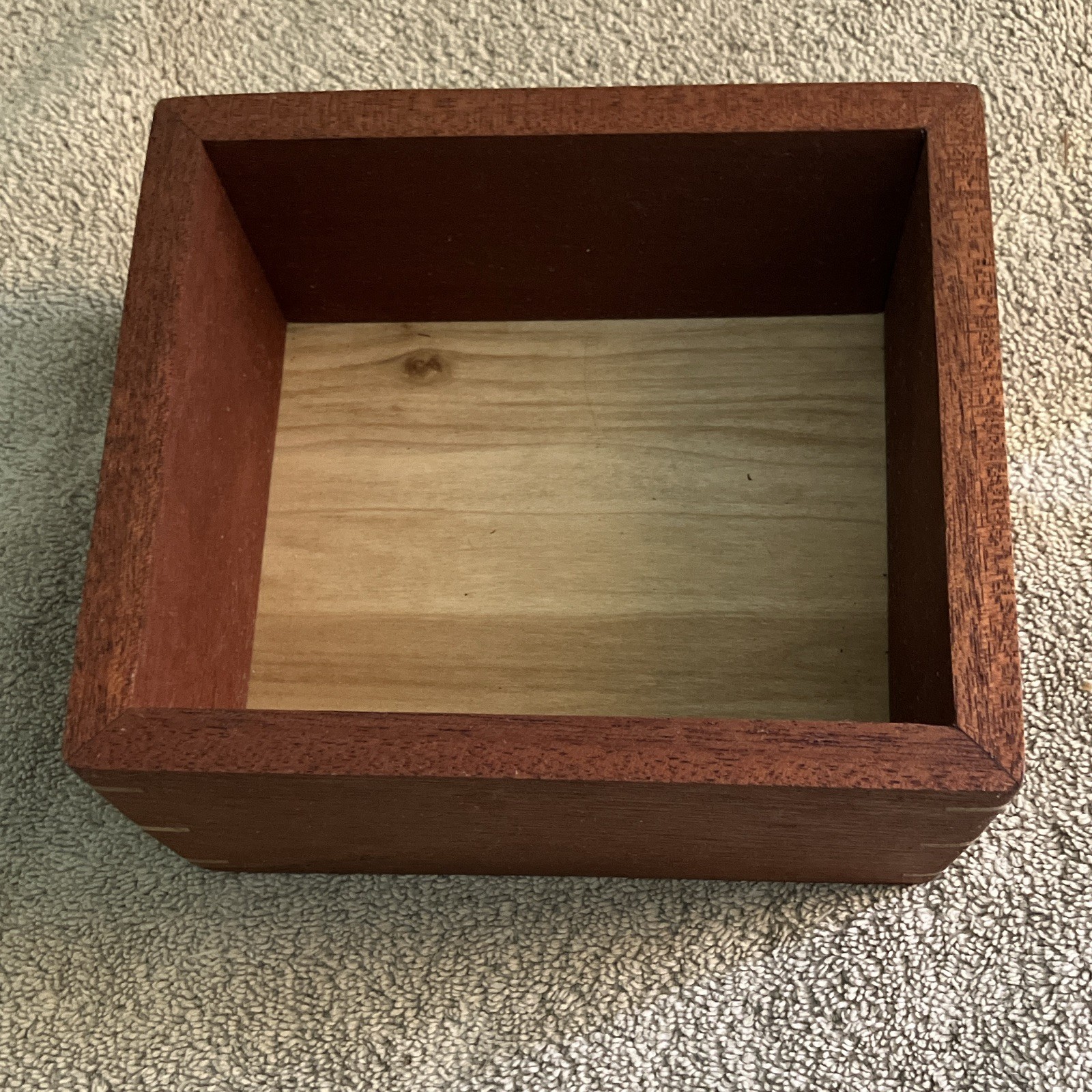 Handcrafted mahogany rectangular wood box/tray, spline joints