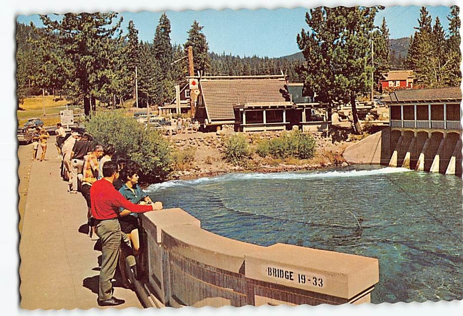 Postcard Truckee River at Tahoe City California USA