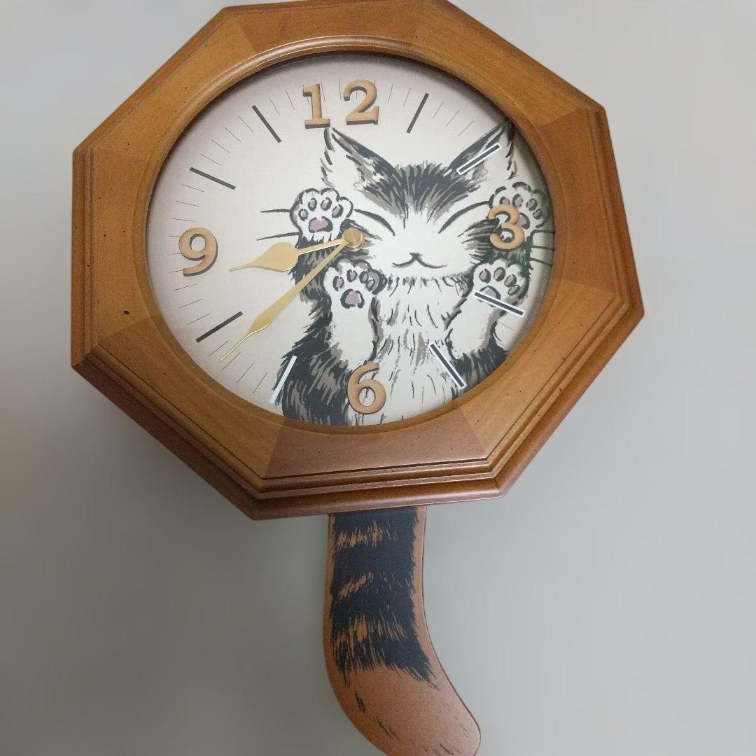 WACHIFIELD Baby Dayan Nyankyu Tail Pendulum Clock Wooden Retro 14.6 inch Working