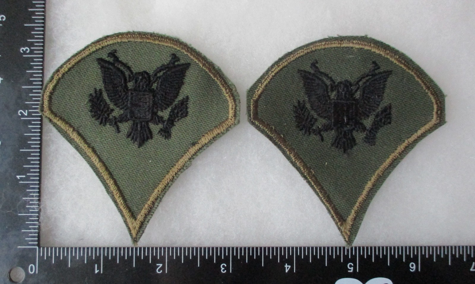 Pair 1960s US ARMY VIETNAM SPEC-4 Subdued JUNGLE PATCHES SPECIALIST E-4 Original