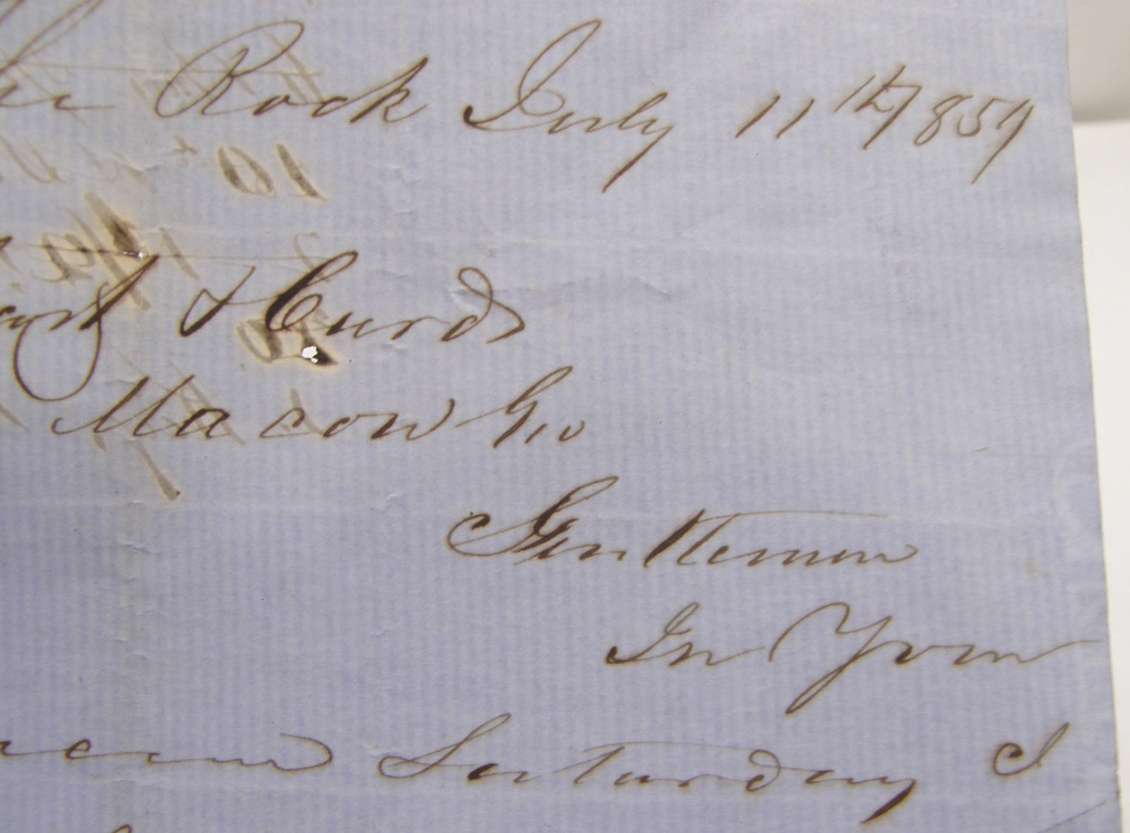 ANTIQUE 1859 LETTER A J ANDREW JACKSON WHITE THE ROCK GEORGIA UPSON COUNTY
