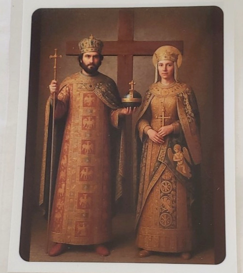 Saint Constantine and Saint Helen laminated card 5x4