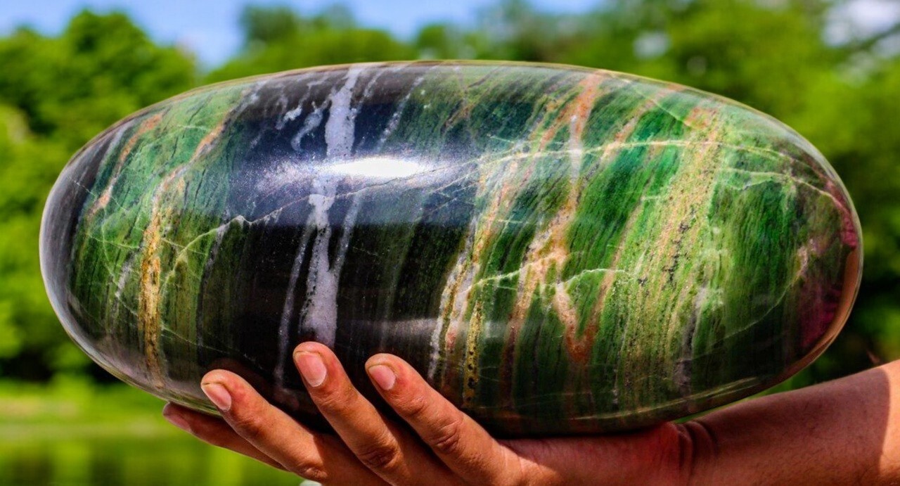 Large Green Nephrite Jade Crystal Lingam Energy Gemstone Spiritual Unique Gift