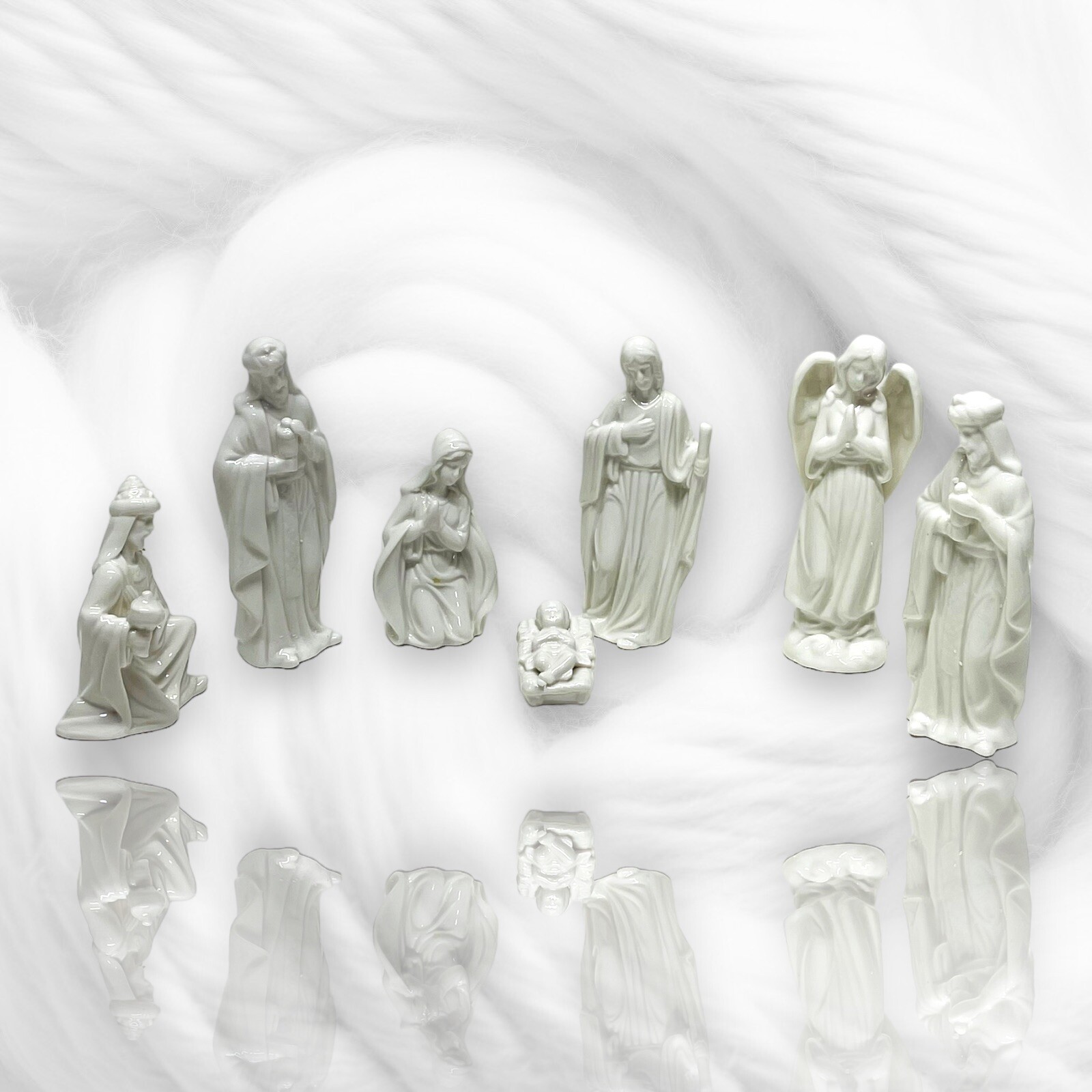 FreeToFly Nativity Set-Holy Family 7PC Christmas Decorations Indoor Porcelain...