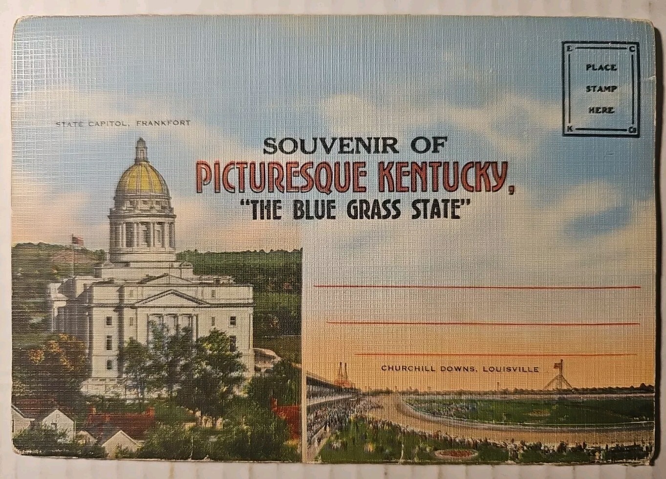 Ephemera 1940\'s Linen type Postcard Picturesque Kentucky Unposted Booklet