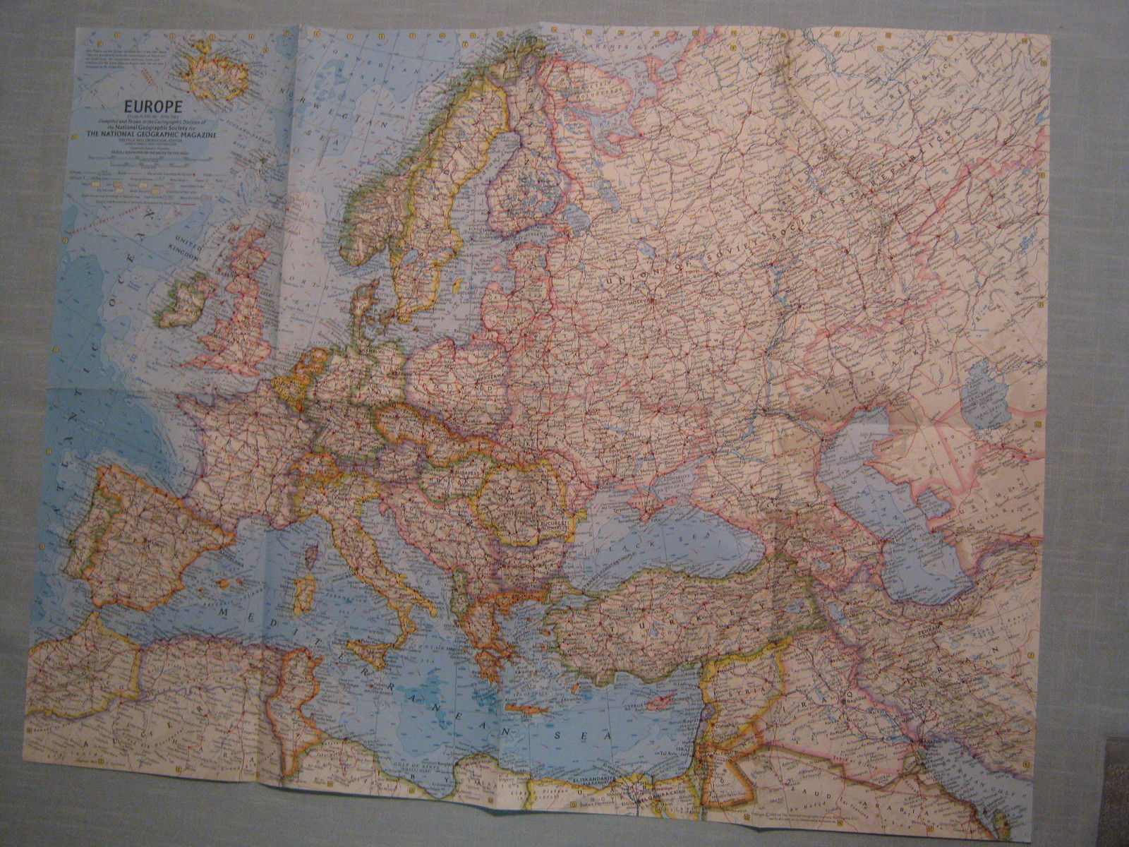 VINTAGE EUROPE MAP National Geographic June 1962