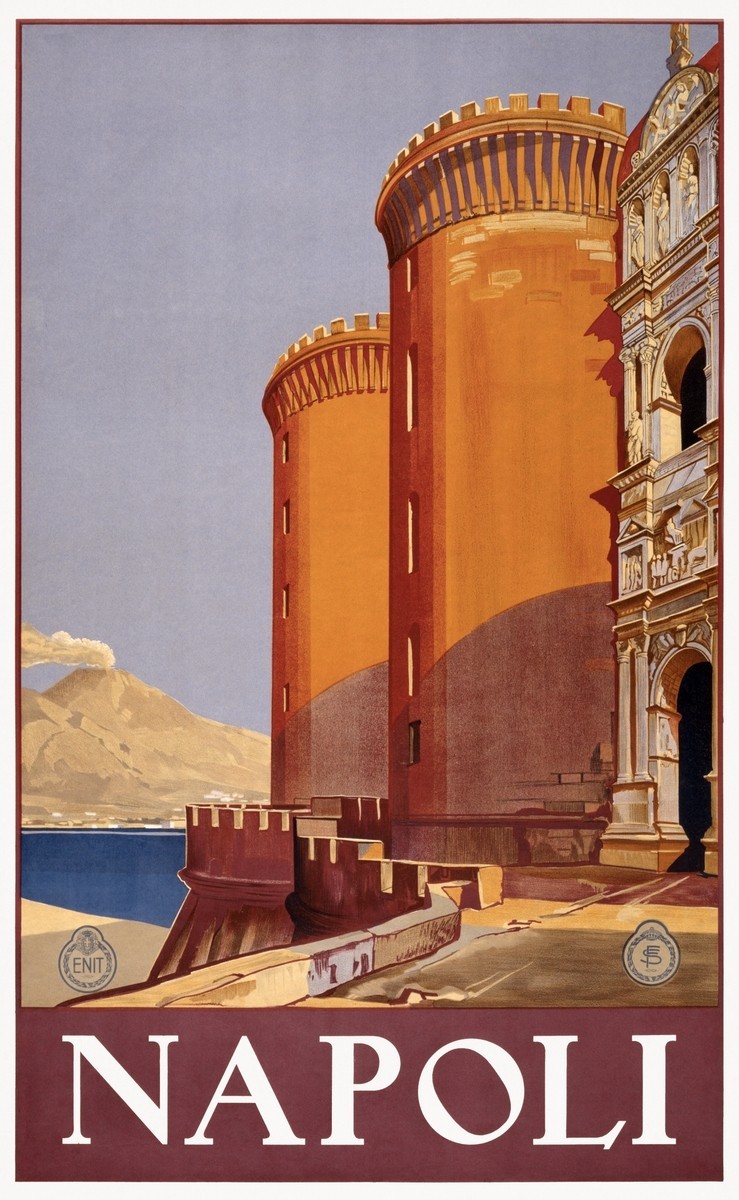 Vintage Naples Italy Travel Art Poster Print