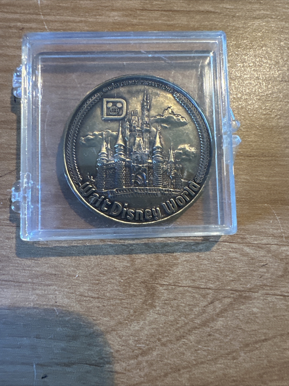 Walt Disney World Bronze Coin VTG circa 70\'s/80\'s in Original Plastic Case