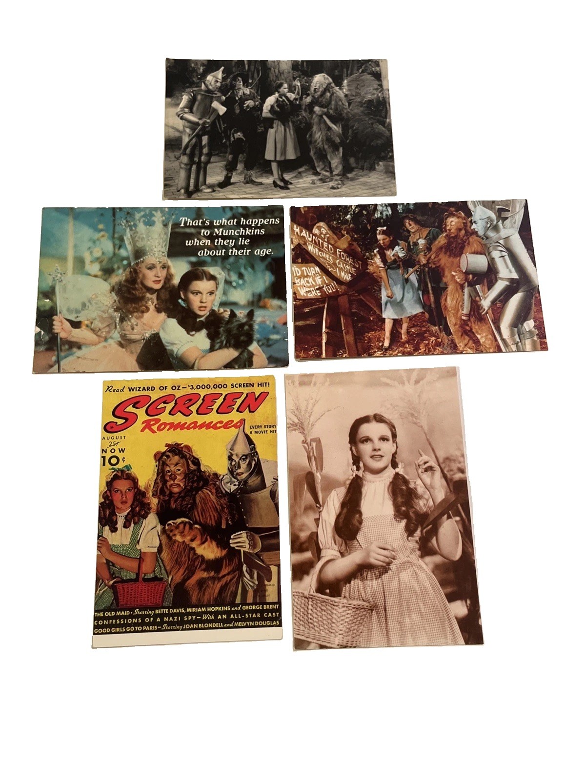 5 Vintage Wizard Of Oz postcards - Unused
