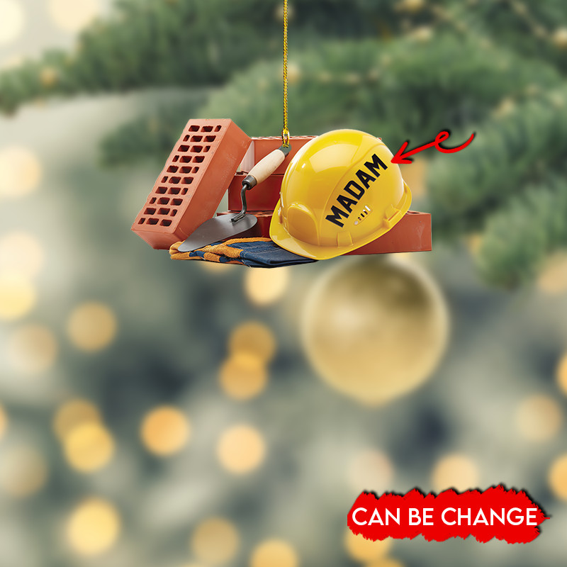 Personalized Construction Christmas Ornament, Builder Constructor Xmas Ornament